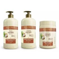 Kit Litrão Umectante Óleo De Coco Bio Extratus Shampoo , Condicionador e Banho de Creme 1 Litro