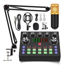 Kit Live Completo Mesa de Som Mixer V8S + Microfone Condensador com Braço Articulado