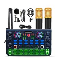 Kit Live Sound Card X60 Mixer + 02 Microfones Condensadores Profissional