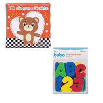 Kit livrinho educativo e letras e numeros brinquedo para hora do banho infantil bebe menino menina buba