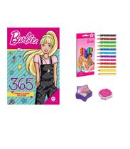 KIT Livro 365 Atividades Barbie Lápis de Cor Borracha Apontador 15pcs