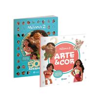 Kit Livro Arte e Cor Moana 2 e 500 Adesivos Moana 2 Disney