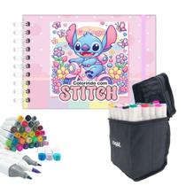Kit Livro Bobbie Goods Stitch Com 36 Canetas Coloridas cores sortidas