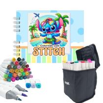 Kit Livro Bobbie Goods Stitch Com 36 Canetas Coloridas Sortidas
