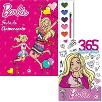 Kit Livro Brincando Com Aquarela Barbie Festa de Aniversário + Barbie 365 Desenhos Para Colorir