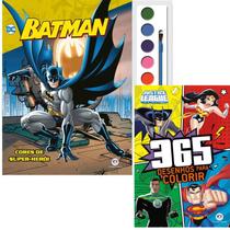 Kit Livro Brincando com Aquarela Batman Cores de Super-herói + Liga da Justiça - 365 Desenhos para Colorir