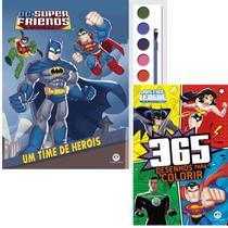 Kit Livro Brincando com Aquarela DC Super Friends Um Time de Heróis + Liga da Justiça - 365 Desenhos para Colorir