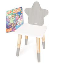 Kit Livro Cadeira Infantil de Madeira Estrela - Cinza