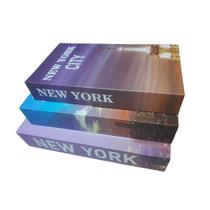 Kit Livro Caixa Decorativo 3 Peças Caixa Organizadora Estilo Livro para Decoração MODELO:NEW YORK Kit Livro Caixa Decorativo 3 Peças Caixa Organizadora Estilo Livro para Decoração MODELO:NEW YORK
