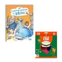 Kit Livro Colorindo Histórias da Bíblia e Lápis de Cor 4449 - TodoLivro