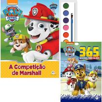 Kit Livro Com Aquarela Patrulha Canina - A Competição de Marshall + Patrulha Canina - 365 Desenhos Para Colorir