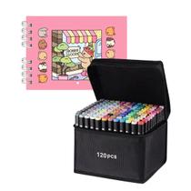 Kit Livro De Colorir Bobbie Goods 120 Canetinhas Ponta Dupla Marcador 50 Páginas Pintura Desenhos Capa Dura