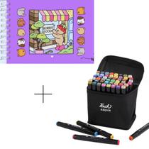 Kit Livro De Colorir Bobbie Goods Capa Dura+48 Canetas Touch