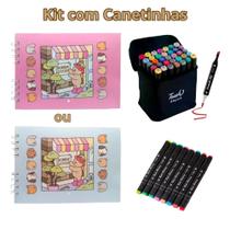 Kit Livro De Colorir Bobbie Goods Capa Dura 50 Páginas + Canetinhas Colorir Marca Texto De 36 Cores