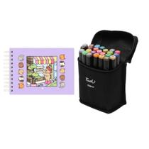 Kit Livro De Colorir bobbie goods + Estojo Caneta Marcadores Canetinhas Touch Coloridas