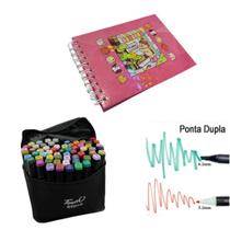 Kit Livro De Colorir Capa Dura 50 Páginas + Canetinhas 24/36/48/60/80/120 Cores