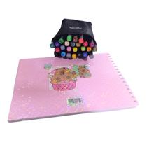 Kit Livro de Colorir Capivara Capa Holográfica + 24 canetinhas - Tamanho A4 ( Rosa )