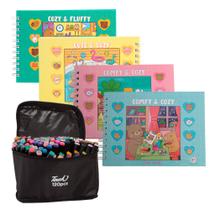 Kit Livro de Colorir Comfy e Cozy Antiestresse + 120 Canetas Kit Livro de Colorir Comfy e Cozy Antiestresse + 120 Canetas
