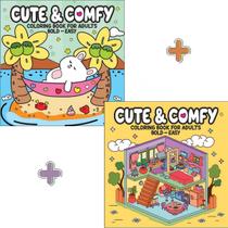 KIT Livro de Colorir: Cute & Comfy Coloring Book for Adults - Bold-Easy - Vol. 1 e Vol. 2 KIT Livro de Colorir: Cute & Comfy Coloring Book for Adults - Bold-Easy - Vol. 1 e Vol. 2