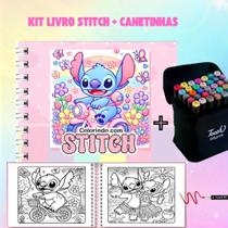 Kit Livro De Colorir Desenhos + Conjunto Estojo Canetas 48 Cores