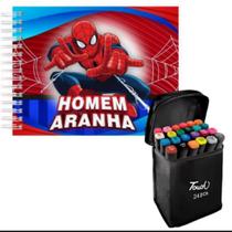 Kit Livro De Colorir Homem Aranha Bobbie Goods 50 Folhas 180g Com 24 Canetinhas Kit Livro De Colorir Homem Aranha Bobbie Goods 50 Folhas 180g Com 24 Canetinhas