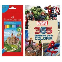 Kit Livro de Colorir Infantil 365 Desenhos Com Lápis De Cor 12 Cores Marvel Kit Livro de Colorir Infantil 365 Desenhos Com Lápis De Cor 12 Cores Marvel