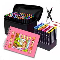 Kit Livro De Colorir + Kit Com 36 Canetinhas Pintura Desenho