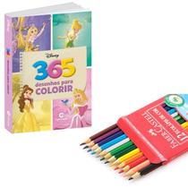 Kit Livro de Colorir Lápis Faber 12 Cores Princesas Disney