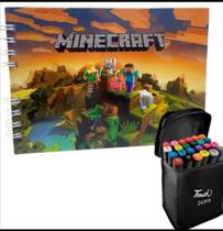 Kit Livro de Colorir Minecraft Capa Dura + 24 Canetinhas de Ponta Dupla Touch - Folha 180g Bobbie Goods Kit Livro de Colorir Minecraft Capa Dura + 24 Canetinhas de Ponta Dupla Touch - Folha 180g Bobbie Goods