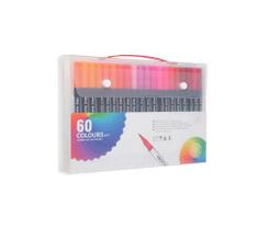 Kit Livro De Colorir Para Relaxar Diversas Cores + 60 Canetas Marcadoras Ponta Dupla