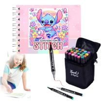 Kit Livro De Colorir Stitch Estilo Bobbie Goods 50 Folhas 180g Com 24 Canetinhas
