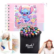 Kit Livro De Colorir Stitch Estilo Bobbie Goods 50 Folhas 180g Com 36 Canetinhas Kit Livro De Colorir Stitch Estilo Bobbie Goods 50 Folhas 180g Com 36 Canetinhas