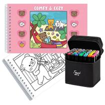 Kit Livro De Colorir Tiktoker Comfy And Cozy Pink 48 Desenhos + 48 Canetinhas Ponta Dupla Book Tiktok Kit Livro De Colorir Tiktoker Comfy And Cozy Pink 48 Desenhos + 48 Canetinhas Ponta Dupla Book Tiktok