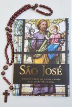 Kit Livro de São José e Terço em Madeira 38 cm - Petra