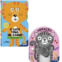 Kit Livro Dedoche Abração: Abração de Gato + Gire o Disco! O Gato toma um banho SBN Crianças Filhos Infantil Desenho