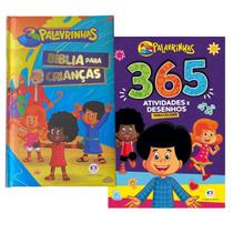 KIT Livro Devocional 365 Atividades e Desenhos para Colorir e Bíblia para a Criança 3 Palavrinhas Brochura