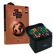 KIT Livro Devocional Café Com Deus Pai e kit de 60 canetas touch ponta dupla com estojo KIT Livro Devocional Café Com Deus Pai e kit de 60 canetas touch ponta dupla com estojo
