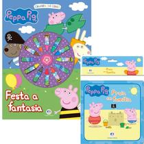 Kit Livro Giz de cera Peppa Pig - Festa a fantasia + Banho Peppa Pig - Praia em família Ciranda Cultural