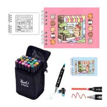 Kit Livro Ilustrado Tipo Bobbie Goods + Canetinhas Ponta Dupla