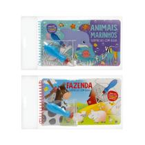 Kit Livro Infantil Interativo Reutilizável Pinte Com Água Animais Marinhos E Fazenda Kit Livro Infantil Interativo Reutilizável Pinte Com Água Animais Marinhos E Fazenda