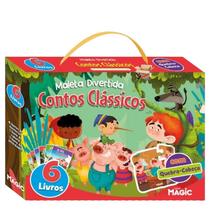 Kit Livro Infantil Maleta Divertida 6 Livros + Quebra Cabeça Em Madeira - Magic