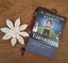 Kit Livro Padre Reginaldo Manzotti + Lindo Divino em Madeira 16 cm -+ Terço em Madeira Santas Chagas