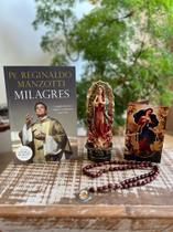 Kit Livro Padre Reginaldo ,Terço em Madeira com Folheto + Imagem de Nossa Senhora de Guadalupe - Divinas Artes