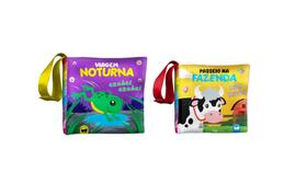 Kit Livro Pano Banho Animais Fazenda Noturno Bebe Feliz