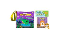 Kit Livro Pano Banho Animais Noturno e Hamster Bebe Feliz