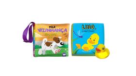Kit Livro Pano Banho Bichinho Animais e Peixinho Bebe Feliz