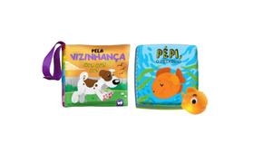 Kit Livro Pano Banho Bichinho Animal e Peixinho Bebe Feliz