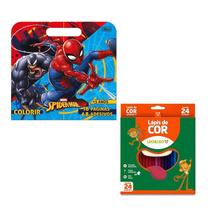 Kit Livro para Colorir Maleta Spider Man e Lápis de Cor 4449 - Tilibra