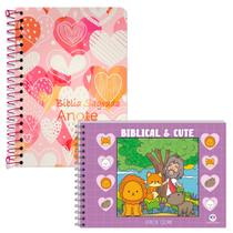 KIT Livro para pintar Biblical and Cute Violeta desenhos para colorir sobre a bíblia e Bíblia Anote NVI Outubro Rosa