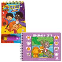 KIT Livro para pintar Biblical and Cute Violeta e Livro de colorir com água 3 Palavrinhas